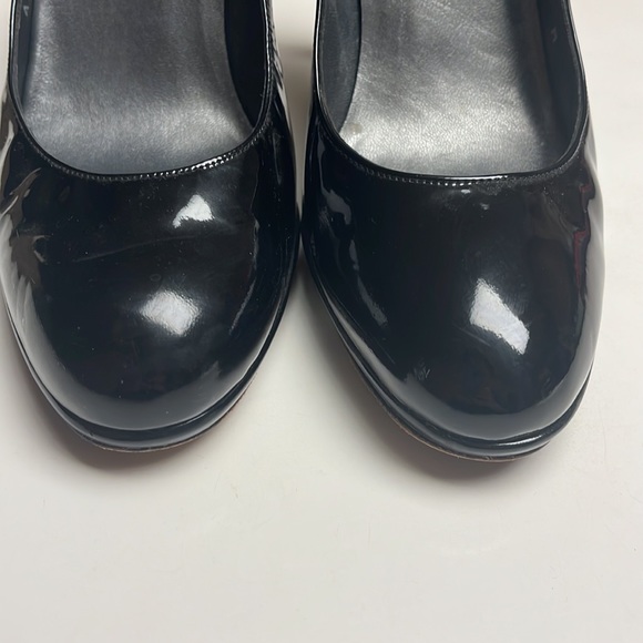 Stuart Weitzman Black Leather Patent Platform Heels Platswoon Pumps - Picture 3 of 8